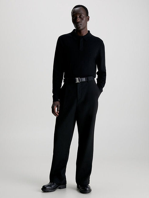 Polo Uomo in lana merino Nero Calvin Klein- Francavilla Moda